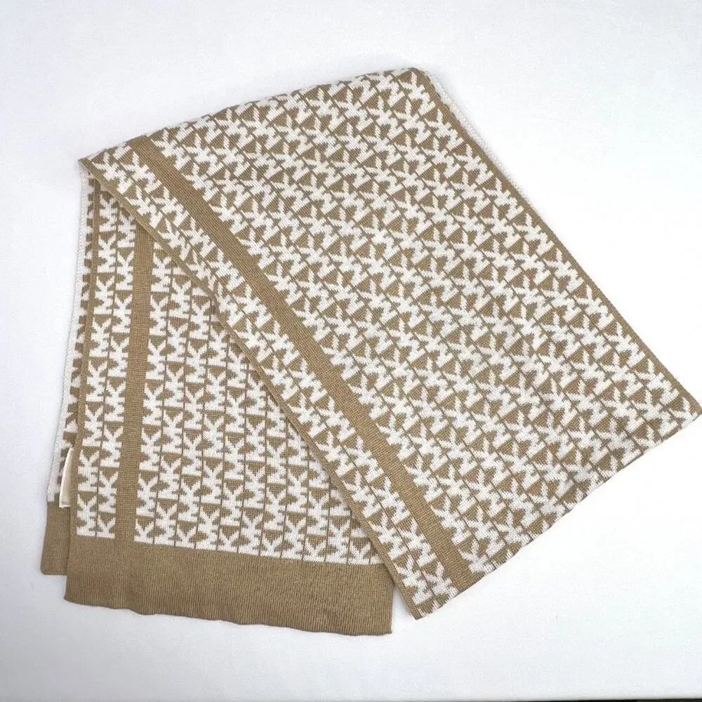Michael Michael Kors Tan & White Logo Scarf